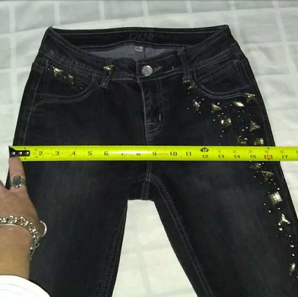 Cache Rhinestone Embellished Distressed Denim - Picture 8 of 16